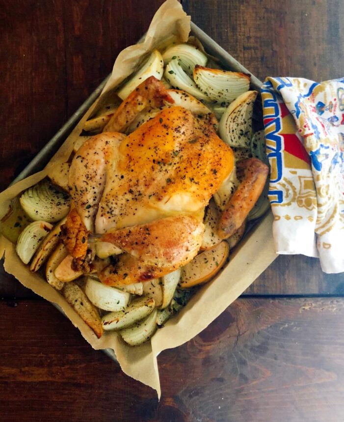 Roast Chicken with Apples and Onions