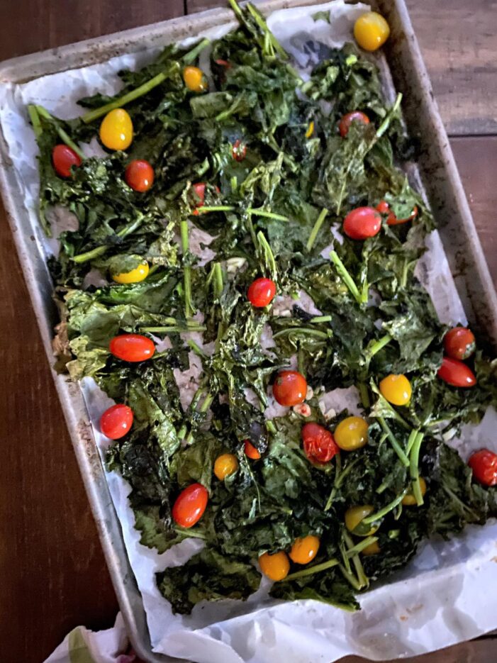 Roasted Kale with  Garlic and Tomatoes