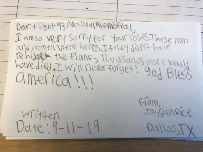Students send 9/11 notes to Memorial