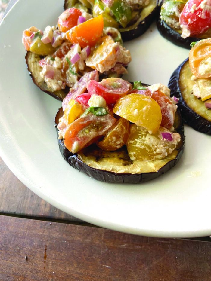 Roasted Eggplant with Tomatoes and Goat Cheese