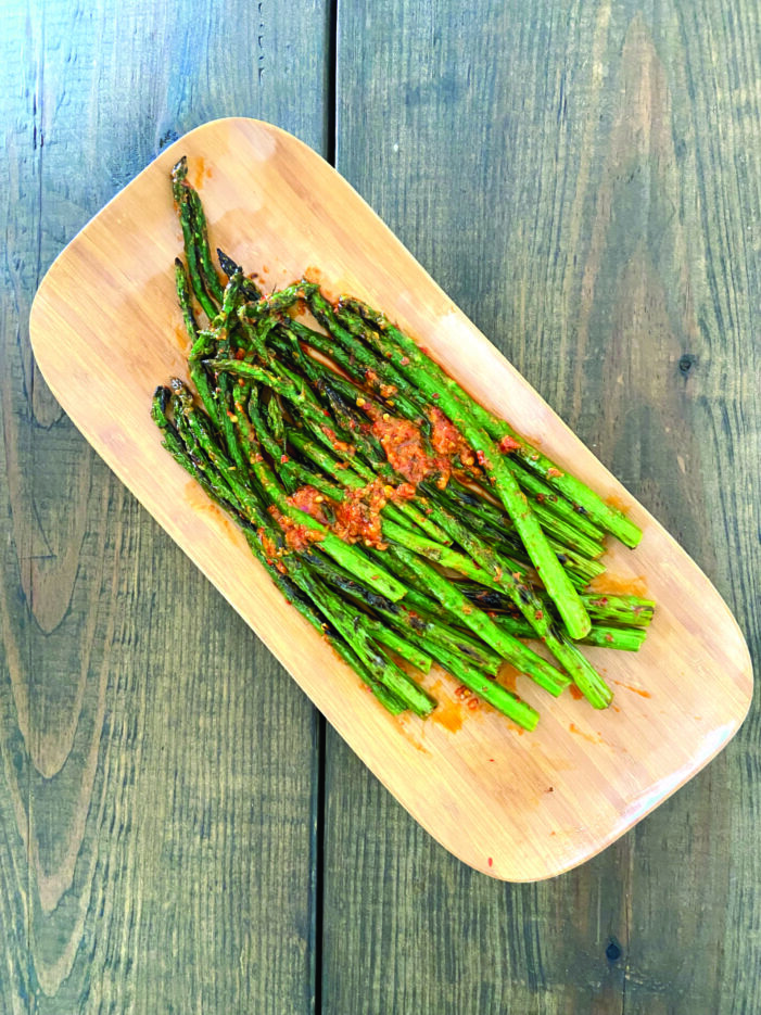 Broiled Asparagus with Harissa Butter