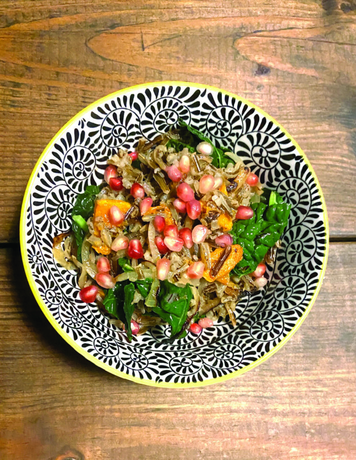 Fried Wild Rice with Squash and Kale