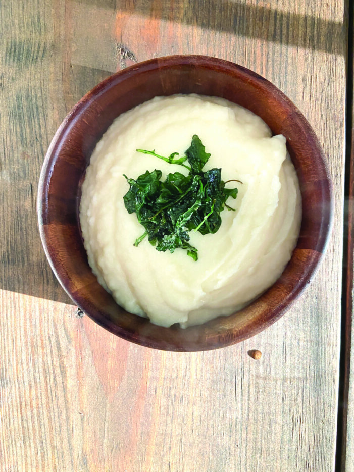 Celery Root Puree with Crispy Arugula