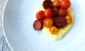 Manchego Polenta with Chorizo and Roasted Tomatoes