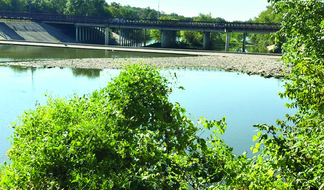Spillway at White Rock Lake running dry